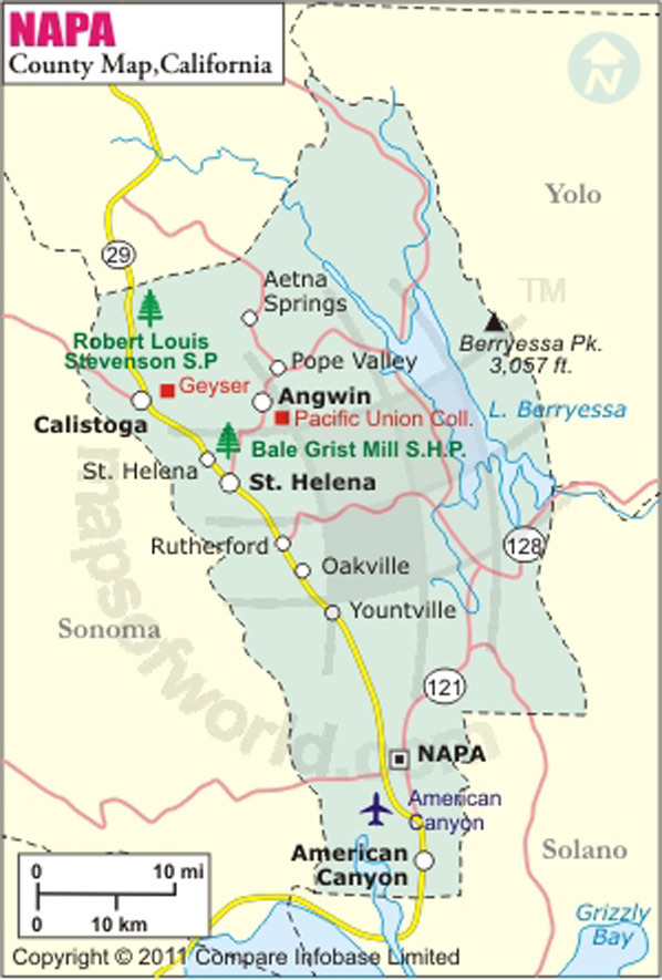 Map of Napa County, California