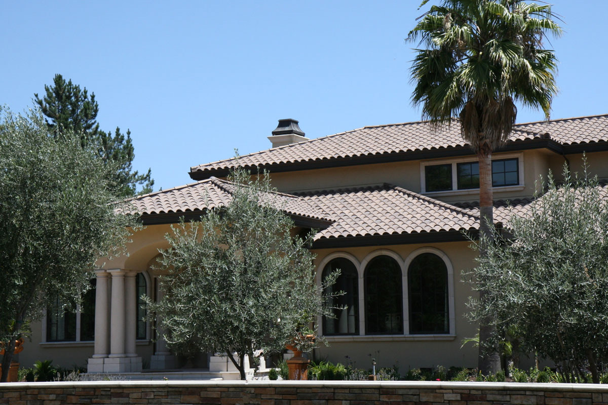 Tile roof on a Mediterranean-style villa